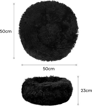 М'яке ліжко для собак та котів Donut 50см - чорне, для маленьких та середніх порід