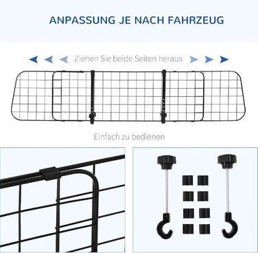 Сітка для собак PawHut - захисний бар'єр для автомобіля, 91-152 x 30 см, регульована ширина