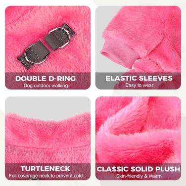 Піжама для собак, теплий зимовий светр, м'який велюр, для цуценят, маленьких та середніх тварин, собак та котів, зелений (Large, Pink)