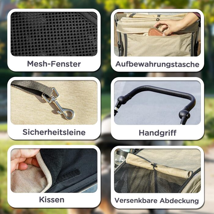 PawHut Будка-переноска для собак та котів, легка алюмінієва, складна, з подушкою, сіткою, дверима та кошиком для зберігання (Хакі)