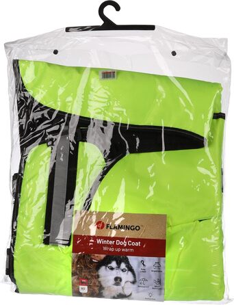 Зимовий теплий накид для собак Flamingo Kimo Зелений – 30 см, водонепроникний, флісова підкладка, капюшон, липучка, отвір для шлейки