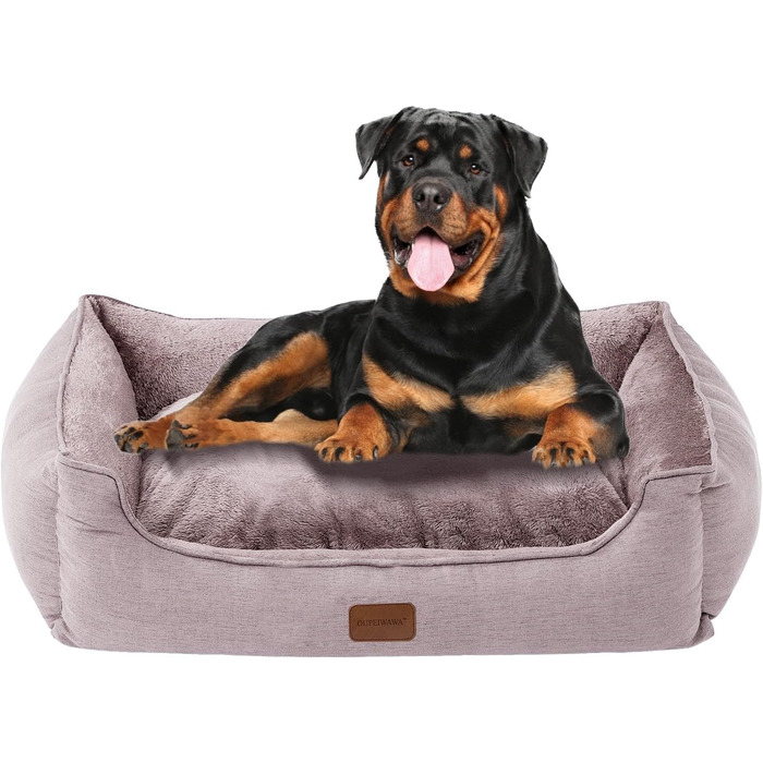 Ортопедичне ліжко для собак середніх та великих порід, 73x59x18 см, м'яке та зручне, кошик для собак з високим бортиком, знімний та пральний чохол, неслизьке, хакі, для дому/автомобіля