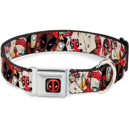 Нашийник для собак Buckle-Down з логотипом Deadpool, чорний/червоний/білий, міцний нейлон