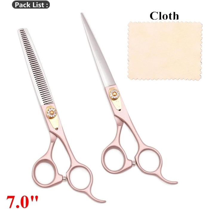 Набір професійних ножиць для собак 2 в 1: прямі та розріджуючі, ергономічні ручки, розмір 7.0 дюймів