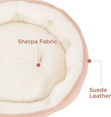 Кругле ліжко для собак Bedsure, рожеве, 63x53x20 см, для котів та собак, з антиковзною основою