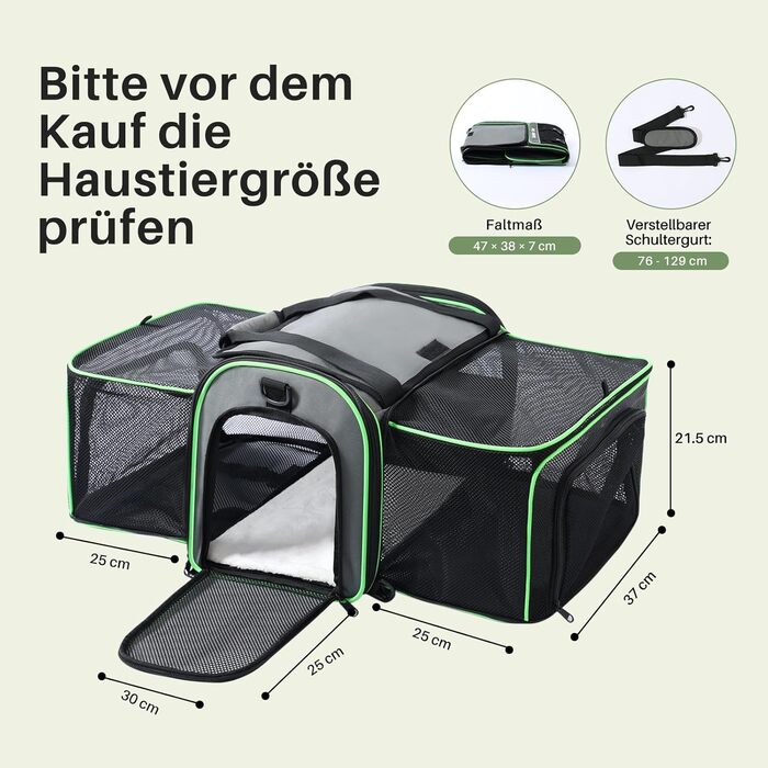 Транспортна переноска для котів та маленьких собак Gardner Pet, складана, з регульованим об'ємом, дихаюча, з плечовим ременем, BPA-free, M Basic