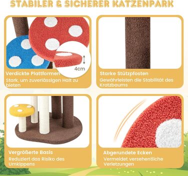 Дерев'яний кігтечка для котів Costway з печереєю та ігровим м'ячиком, 60x65x94 см, кольоровий