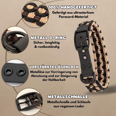 Нашийник для собак Ben&Bruno: міцний, ручної роботи, з паракорду, для собак малого, середнього та великого розміру, білий, розмір L