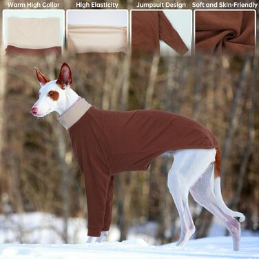 Теплий пуловер з коміром-горловиною для Whippet, Windhund та маленьких собак, теплий одяг для собак на зиму, коричневий, розмір S