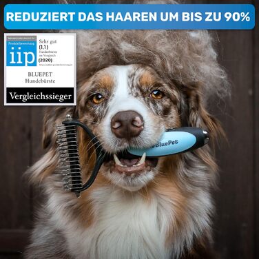 Гребінець для собак та котів з довгим хутром BluePet: видаляє підшерстя та ковтуни, захищає верхній шар, для собак M-L, рожевий