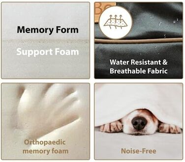 Ортопедичне собаче ліжко Ellie-Bo з піною з пам'яті, вологостійке, для клітки/бокса, чорне, XXL (122 см), 122x75x6 см