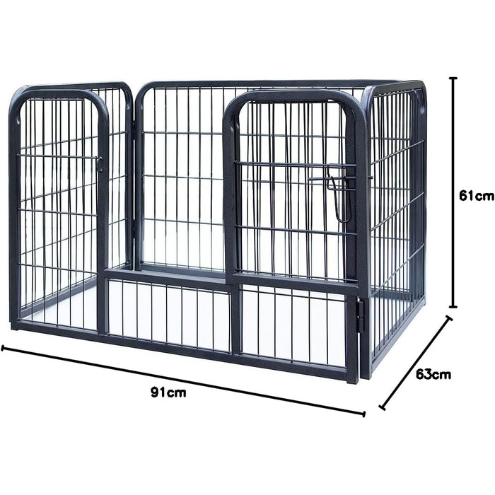 Клітка-вольєр для цуценят Melko, складана, сіра, 91 x 63 x 61 см