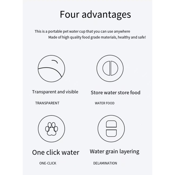 Водяна пляшка для собак з контейнером для корму, портативна, для котів, собак та інших тварин, для прогулянок, походів та подорожей