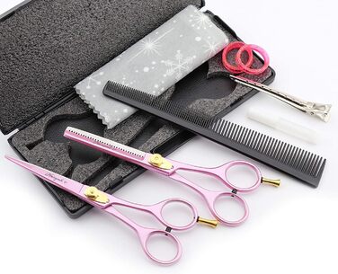Набір професійних перукарських ножиць Haryali London - 6 дюймів (перукарські та філірувальні ножиці) Рожевий колір. Для жінок, чоловіків, дітей та домашніх тварин.