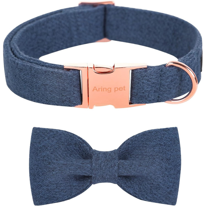 Нашийник для собак Aring Pet на Різдво, бавовняний нашийник з бантом, милий нашийник для собак, подарунок з металевою пряжкою, для великих собак (XS, темно-синій)