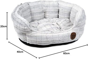 Крісло-лежанка для собак Petface, овальне, плюшеве, біле, розмір M (60x52x22 см)