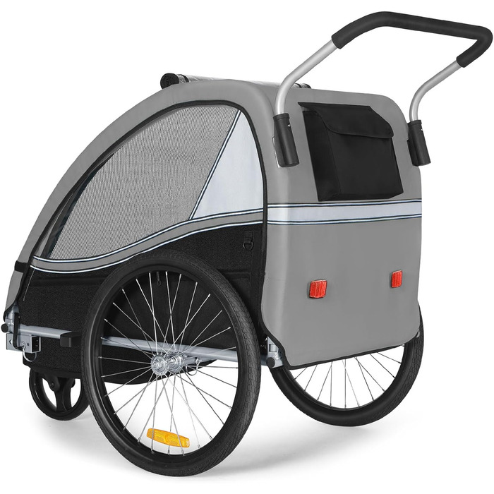 Дитячий причіп Tiggo VS 2 в 1: велосипедний причіп та коляска-візок, сірий
