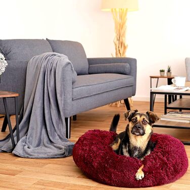 Лежанка для собак середніх та маленьких порід, міцна та анти-гризун, миється, для котів та інших домашніх тварин, 50 x 70 см, бордовий колір