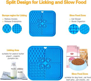 Силіконова килимок-заспокійвач для собак та котів Slow Feeder - блакитний