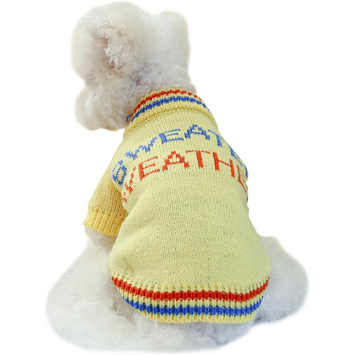 Жовтий теплий пуловер для собак Galatée з коміром-горловиною для Чихуахуа, Бульдога, Такси, Мопса, Йорка (M)