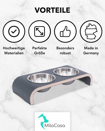 Набір мисок для собак MilaCasa - 2 шт. Підвищені миски для корму та води для собак - сірий колір