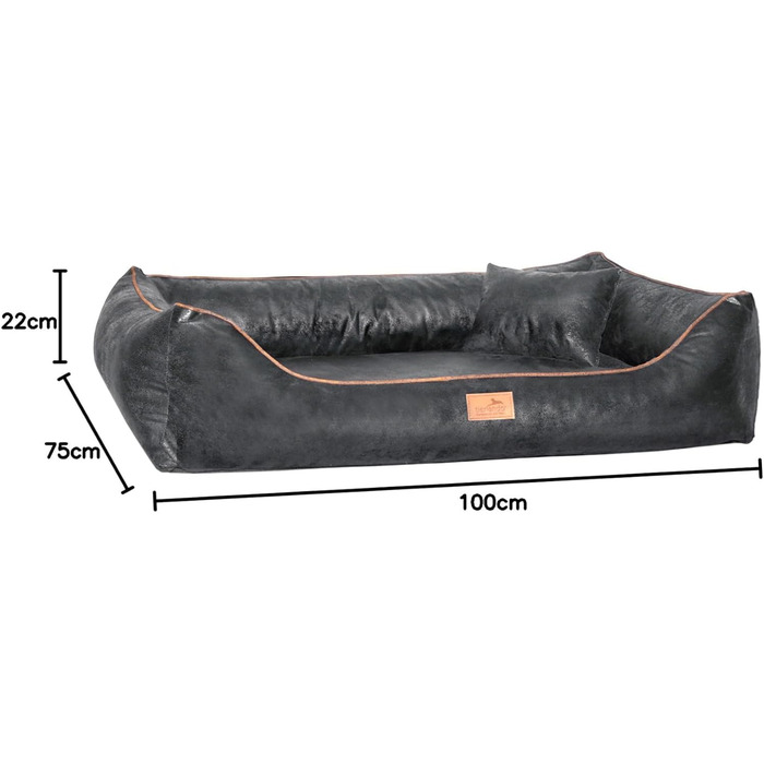 Ортопедичне ліжко для собак Tierlando® Alberto у вінтажному стилі, знімний велюровий чохол, 120x85 см, графіт