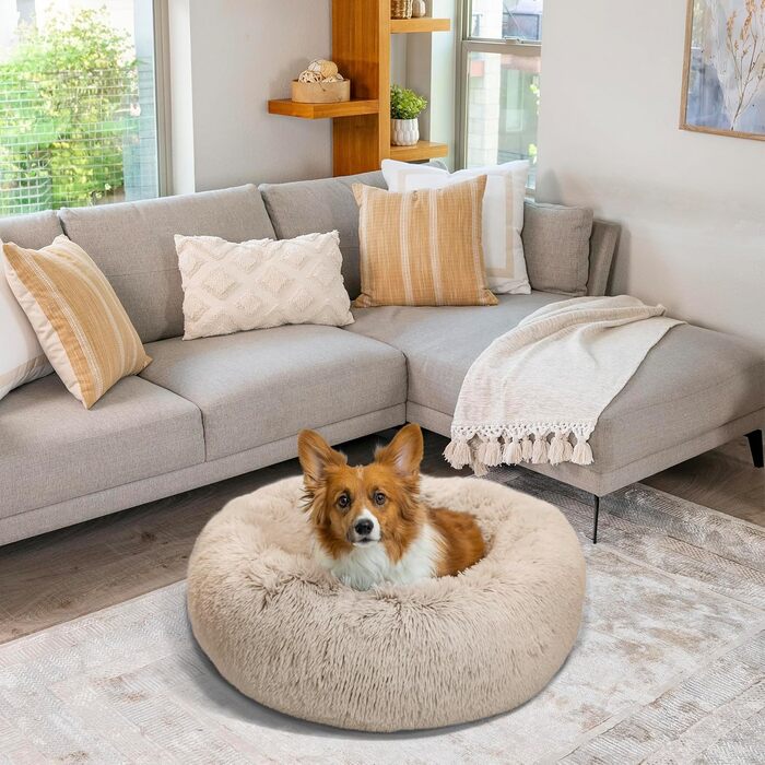 Ліжко для домашніх тварин Best Friends by Sheri Calming Donut, знімний чохол, машинне прання, 76x76 см, колір тауп