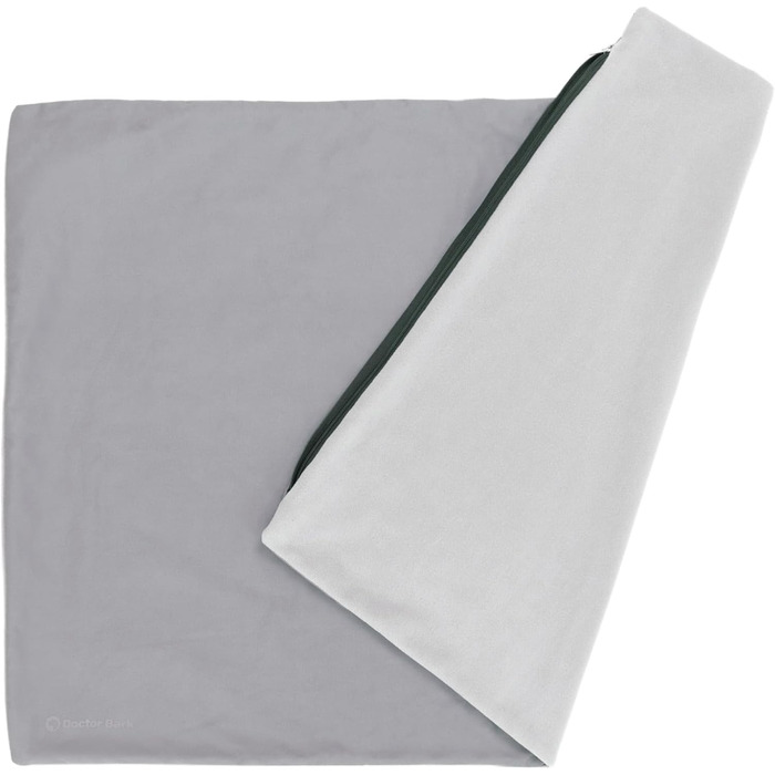 М'яке ліжко для собак великих порід Doctor Bark GreenLabel, зелений колір, знімний чохол L, світло-сірий