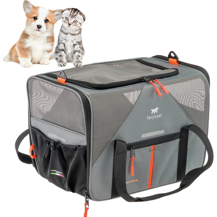 Переноска для собак та котів Ferplast Voyager, 50x35x37 см, сіра, до 15 кг