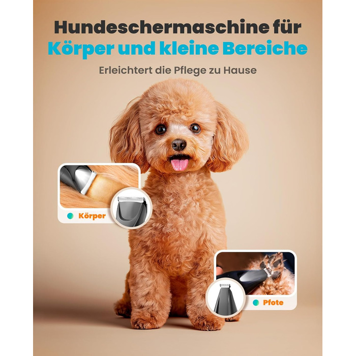 Машинка для стрижки собак та котів oneisall 2-в-1 з тримером для лап, LED-підсвічуванням, тиха робота, акумулятор 2000 mAh, професійний триммер для густого та кучерявого хутра, синій