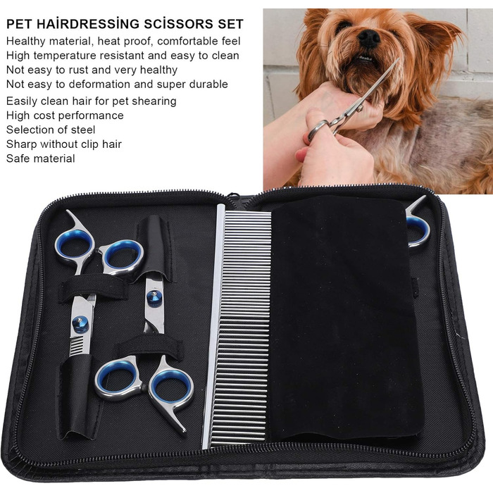 Набір для грумінгу собак: професійна шерстьова ножиці з нержавіючої сталі, набір для догляду за шерстю, тример, гребінець, для собак та котів