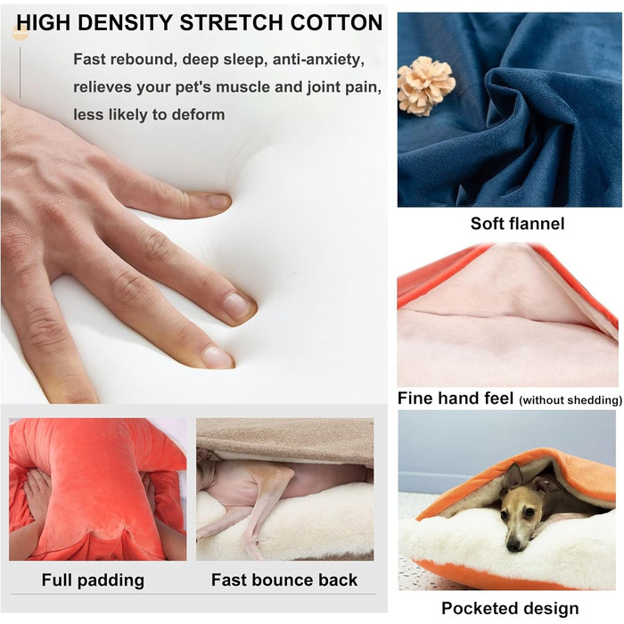 Ортопедичне ліжко-будка для собак з підстилкою, 75x60x23 см, Хакі