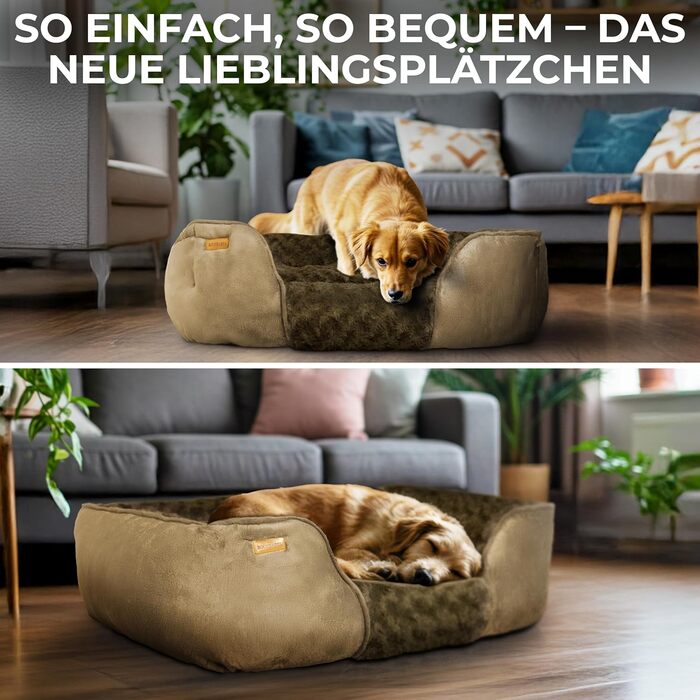 М'яке ліжко для собак - подушка, корзина, ліжко для маленьких собак, диван, миється, не слизьке, наповнювач PP-бавовна та подрібнений пінопласт, коричневий S