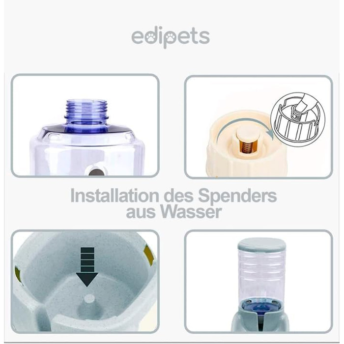 Автоматичний дозатор корму для котів та собак Edipets, 3.8L, сірий