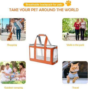 Транспортна сумка для собак та котів ALLSOPETS - дихаюча переноска для цуценят, котів. Переноска для тварин з виймальною підстилкою. Ідеальна для подорожей, кемпінгу та прогулянок. (Червона)