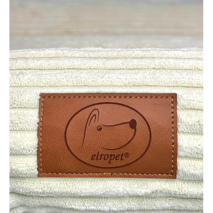 Ортопедичне ліжко для собак Elropet з м'якого корду, кошик для собак, XS/S/M/L/XL, кремовий (100x80x24 см)