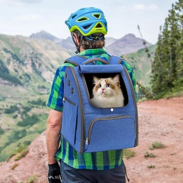 PETCUTE Рюкзак для собак та котів, дихаючий, складаний, для маленьких тварин, блакитний