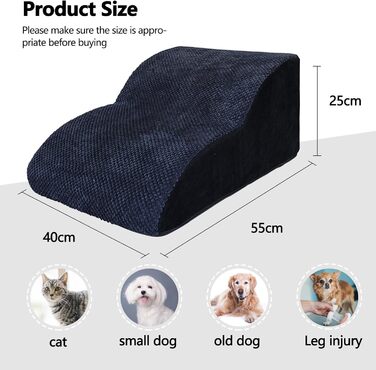 Сходинки для собак Galatée: 2-ярусні, з антиковзким покриттям, для ліжка, дивану та авто, знімний чохол (чорний)