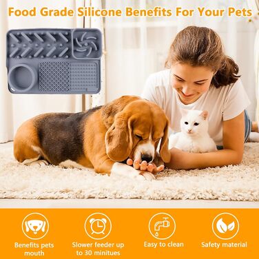 Лежанка-заспокійник для собак Schleckmatte Hund 30x20.5 см з присосками, антиковзаюча, BPA-Free, для повільного годування, зменшує тривожність під час купання, грумінгу та тренувань