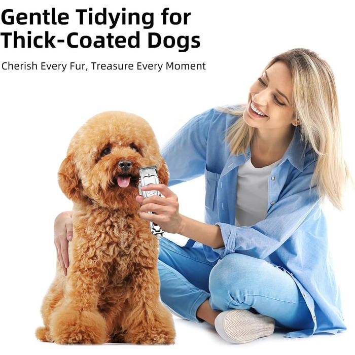 Професійний набір для грумінгу собак: тример для шерсті з акумулятором 2000mAh, 6500rpm, тиха робота, чорний колір