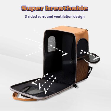 Рюкзак для собак та котів PETCUTE, дихаючий, для маленьких тварин, з відбиваючим ременем, складний, знімний килимок, внутрішній ремінь безпеки, для прогулянок, жовтий