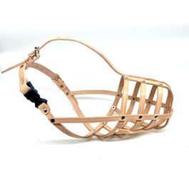 Шкіряна нашоломка для Бультер'єрів та собак з короткою мордою L&J Pets (BT0, Natural)