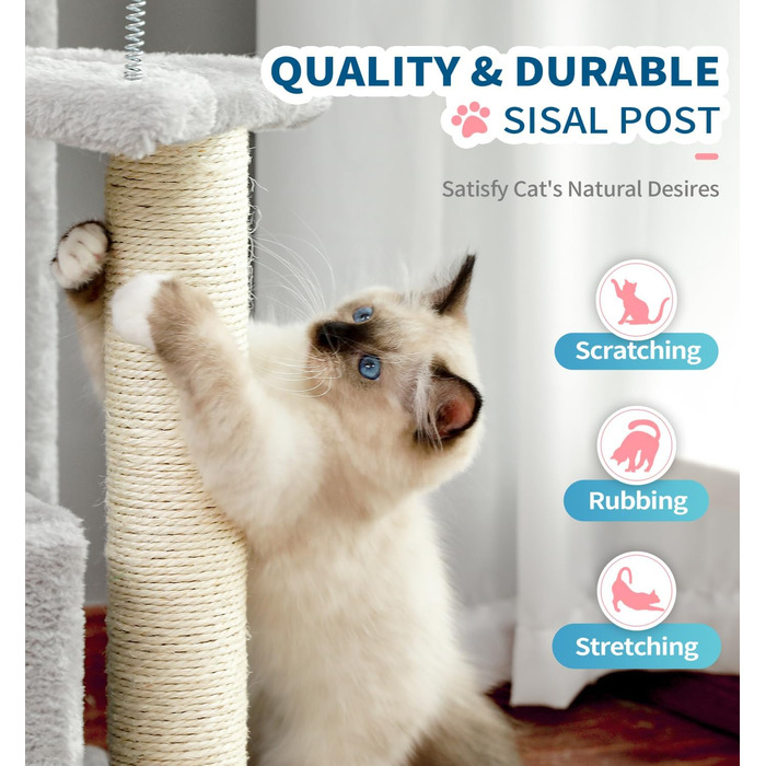 Котячий будиночок Made4Pets, килимовий когтеточка, сірий, багаторівневий дерев'яний комплекс для котів, 73,7 см, сучасний ігровий меблевий комплекс для маленьких та середніх домашніх котів