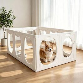 Акриловий манеж для цуценят з дверцятами 50x60 см, прозорий, 150L x 60H см. Легкий монтаж, антиковзні присоски. Для собак дрібних та середніх порід.