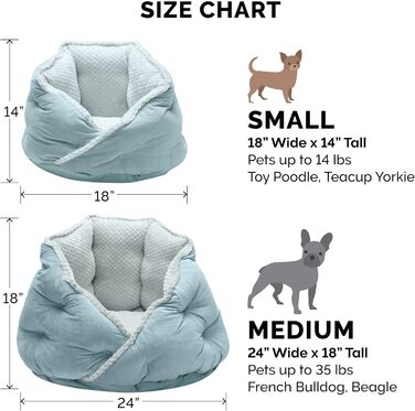 Ортопедичне ліжко для собак Furhaven, великих порід, кругле, знімний, пральний чохол, до 36,3 кг – Sherpa & Wildleder Snuggery – 111,8 см, ортопедична піна (Аквамарин, L 46 x B 46 x H 36 см, Calming Hug Nest)