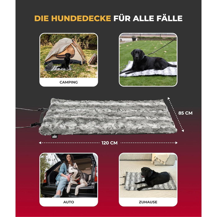 Німецька туристична ковдра для собак Outdoor, міцна та водонепроникна, 40°C, з наповнювачем 3 см (55x75 см, 85x120 см, Shadow)