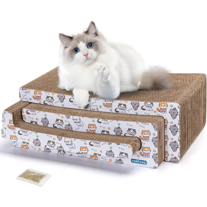 Кігтеточка для котів Nobleza Katze Kratzbrett 3 в 1 з котячою м'ятою, з екологічного картону, 43x24x15 см
