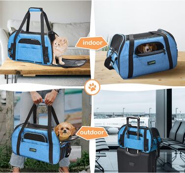 Переносна переноска для тварин Jespet, м'які стінки, для котів та цуценят, 17' x 9' x 11.5', блакитний