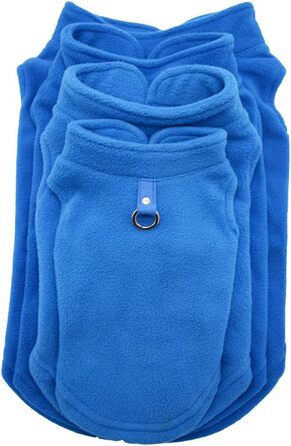 Тепла жилетка для собак з D-початком для повідка, зимова куртка-пуловер для малих, середніх та великих собак, блакитна, розмір S