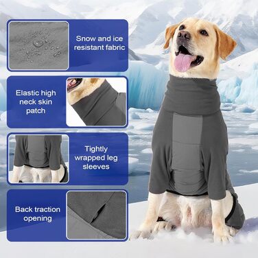 Зимовий одяг для собак, теплий зимовий куртка з коміром, для маленьких, середніх та великих собак, прогулянки, подорожі, кемпінг, сірий, розмір L (сірий, розмір XL)